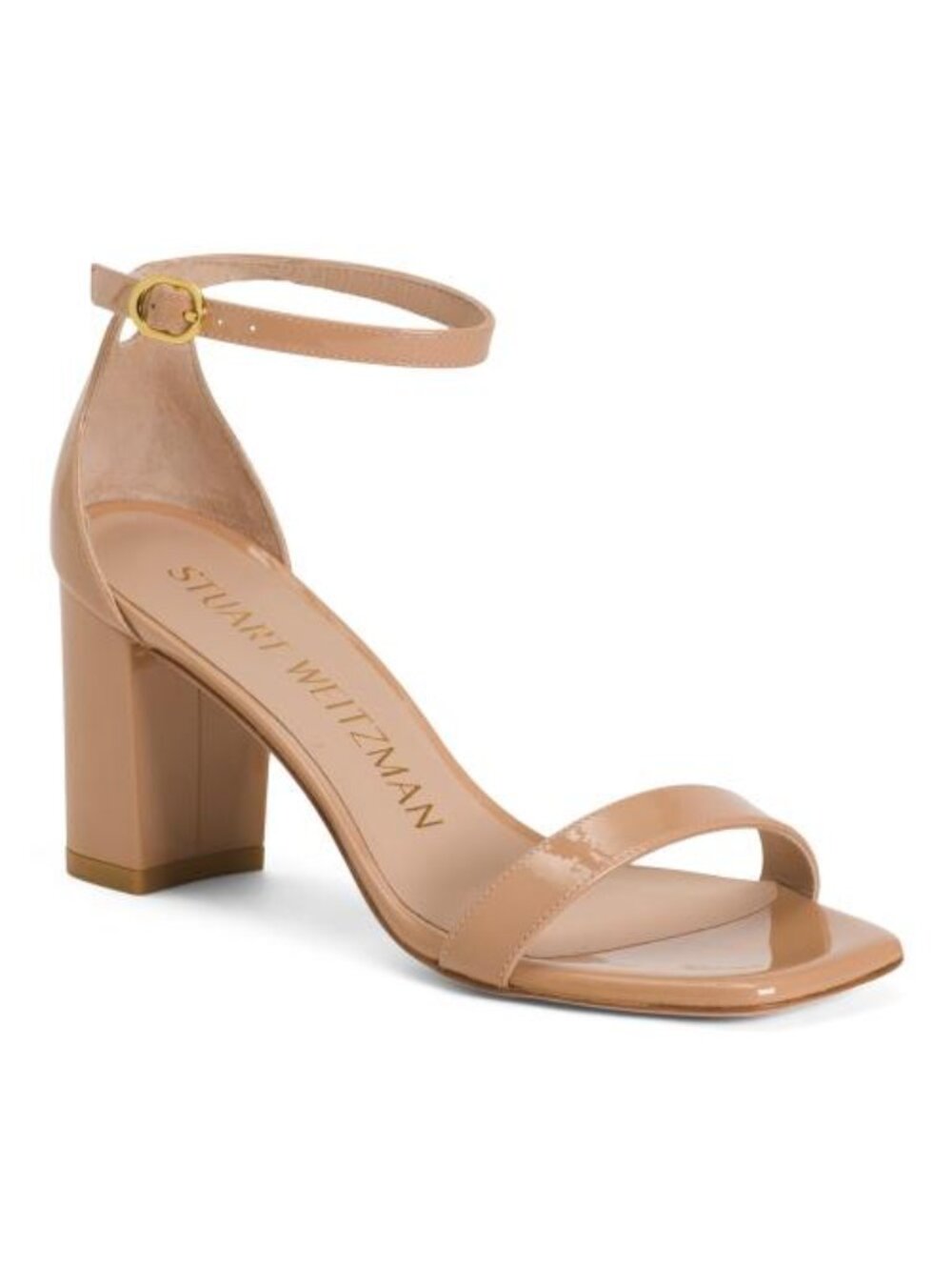 STUART WEITZMAN Made In Spain Patent Leather 75 Block Sandals